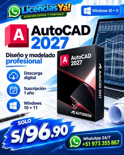 AutoCAD 2027 – Suscripción 1 año | Multilenguaje | Garantía Total | S/ 96.90