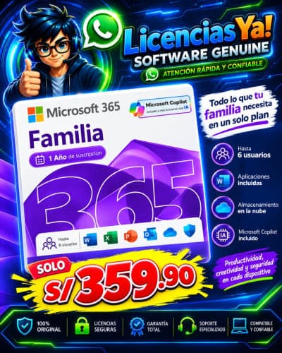 Office 365 Family 12 Meses con Copilot y Herramientas de IA